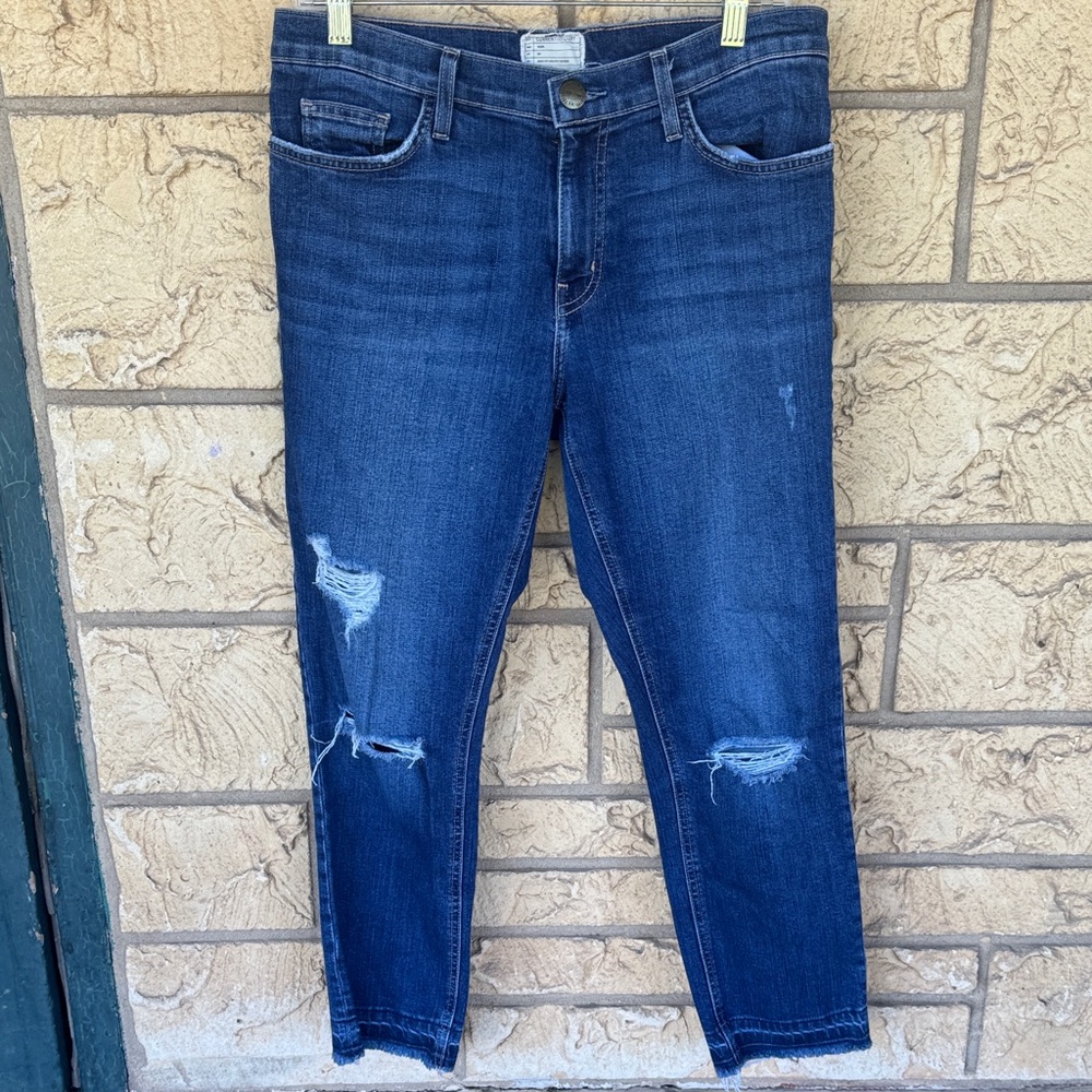 Current Elliott 1570 The Cropped Straight Townhouse Jeans Black Size 30